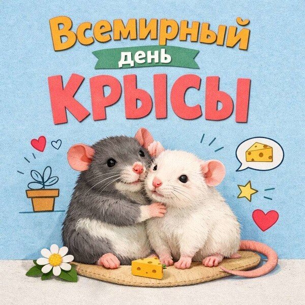 Открытка Всемирный день крысы - 4 апреля