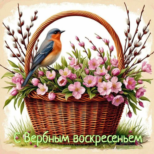 Открытка С Вербным воскресеньем