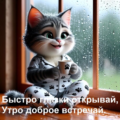Открытка Быстро глазки открывай, Утро доброе встречай.