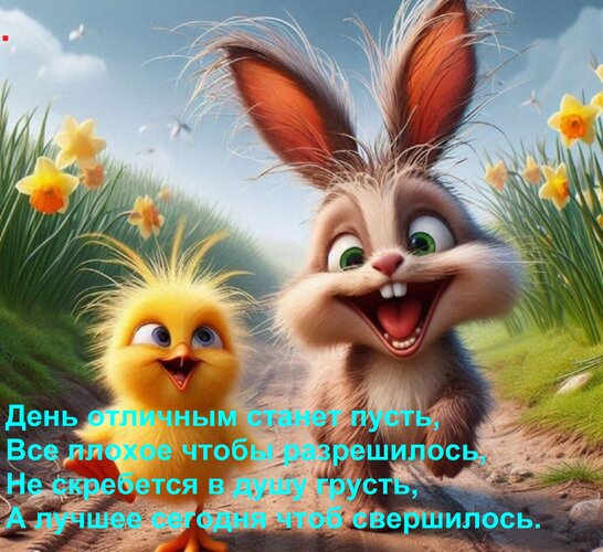 Открытка День отличным станет пусть, все плохое чтобы разрешилось, не скребется в душу грусть, а лучшее сегодня