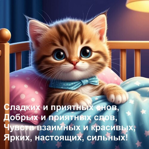 Открытка Сладких и приятных снов, Добрых и приятных слов, Чувств взаимных и красивых, Ярких, настоящих, сильн