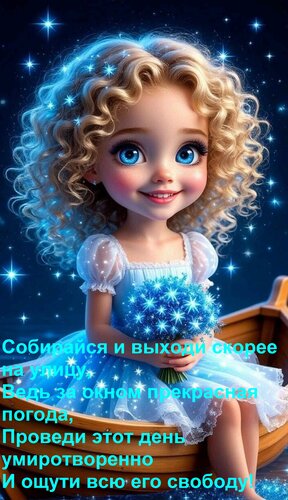 Открытка Собирайся и выходи скорее на улицу, Ведь за окном прекрасная погода, Проведи этот день умиротворенно