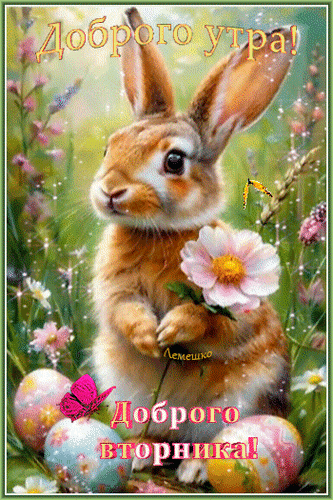 Анимированная открытка Доброго утра! Доброго вторника!