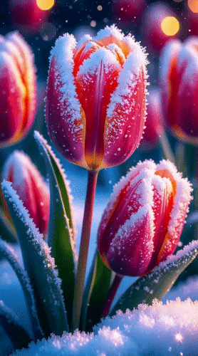 Анимированная открытка Тюльпаны