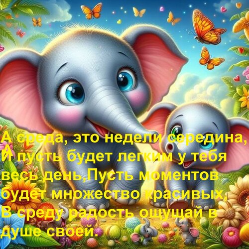 Открытка А среда, это недели середина, и пусть будет легким у тебя весь день, пусть моментов будет множество