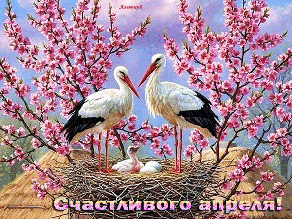 Анимированная открытка Счастливого апреля!
