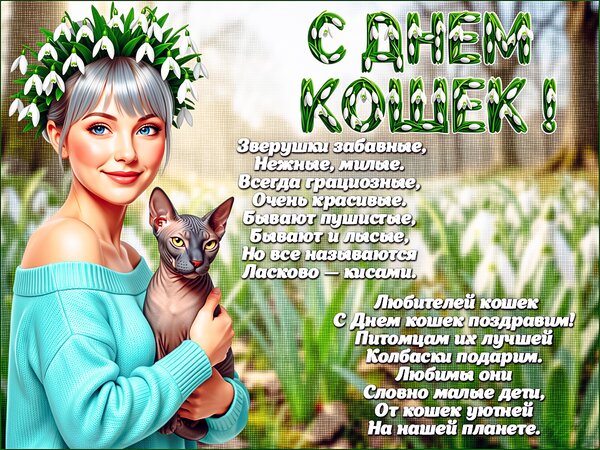 Открытка С днем кошек!