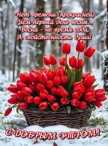 Открытка Нет времени прекрасней, Чем первый день весны… Весна - не время года, А свойственность души!