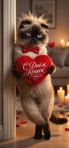 Анимированная открытка С Днём Кошек!