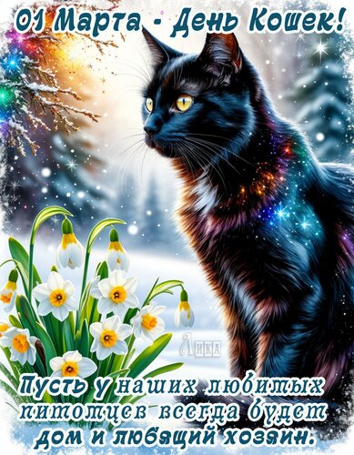 Открытка День кошек