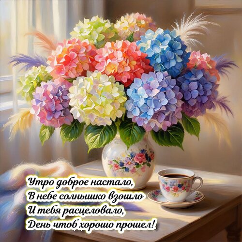 Открытка Утро доброе настало, в небе солнышко взошло. И тебя расцеловало, день чтоб хорошо прошел!