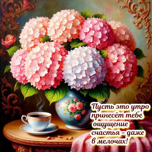 Открытка Пусть это утро принесёт тебе ощущение счастья - даже в мелочах!