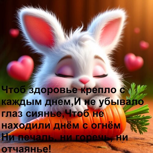 Открытка Чтоб здоровье крепло с каждым днем, И не убывало глаз сиянье, Чтоб не находили днём с огнём Ни печал