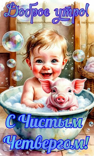 Открытка Доброе утро. С чистым четвергом