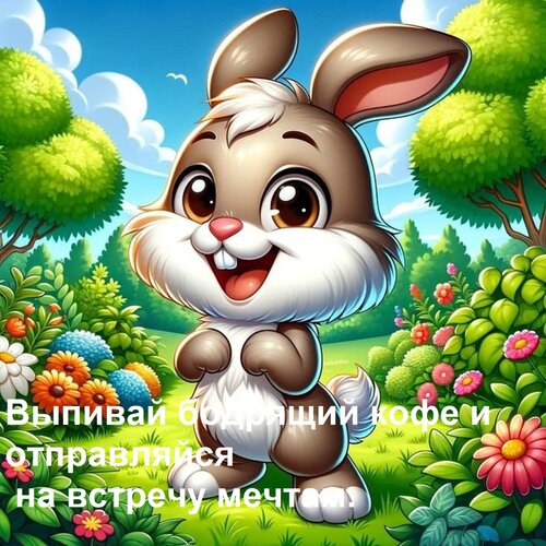 Открытка Выпивай бодрящий кофе и отправляйся на встречу мечтам.