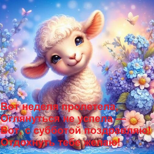 Открытка Вот неделя пролетела, Оглянуться не успела — Вот, с субботой поздравляю! Отдохнуть тебе желаю!