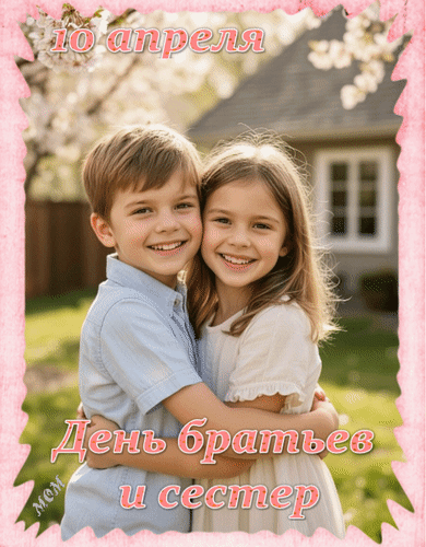 Анимированная открытка 10 апреля День братьев и сестёр