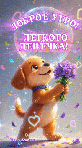 Анимированная открытка Доброе утро! Лёгкого денёчка!