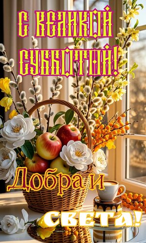 Открытка С великой субботой. Добра и света