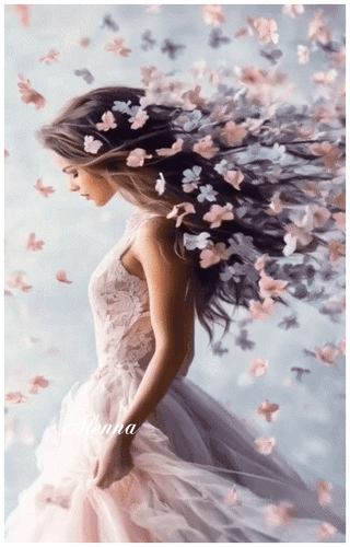 Анимированная открытка Девушка - весна