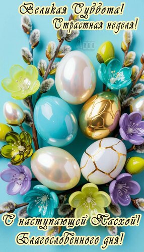 Открытка Великая суббота. С наступающей Пасхой.