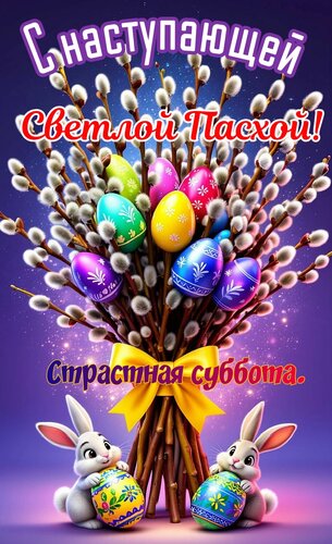 Открытка С наступающей светлой Пасхой. Страстная суббота