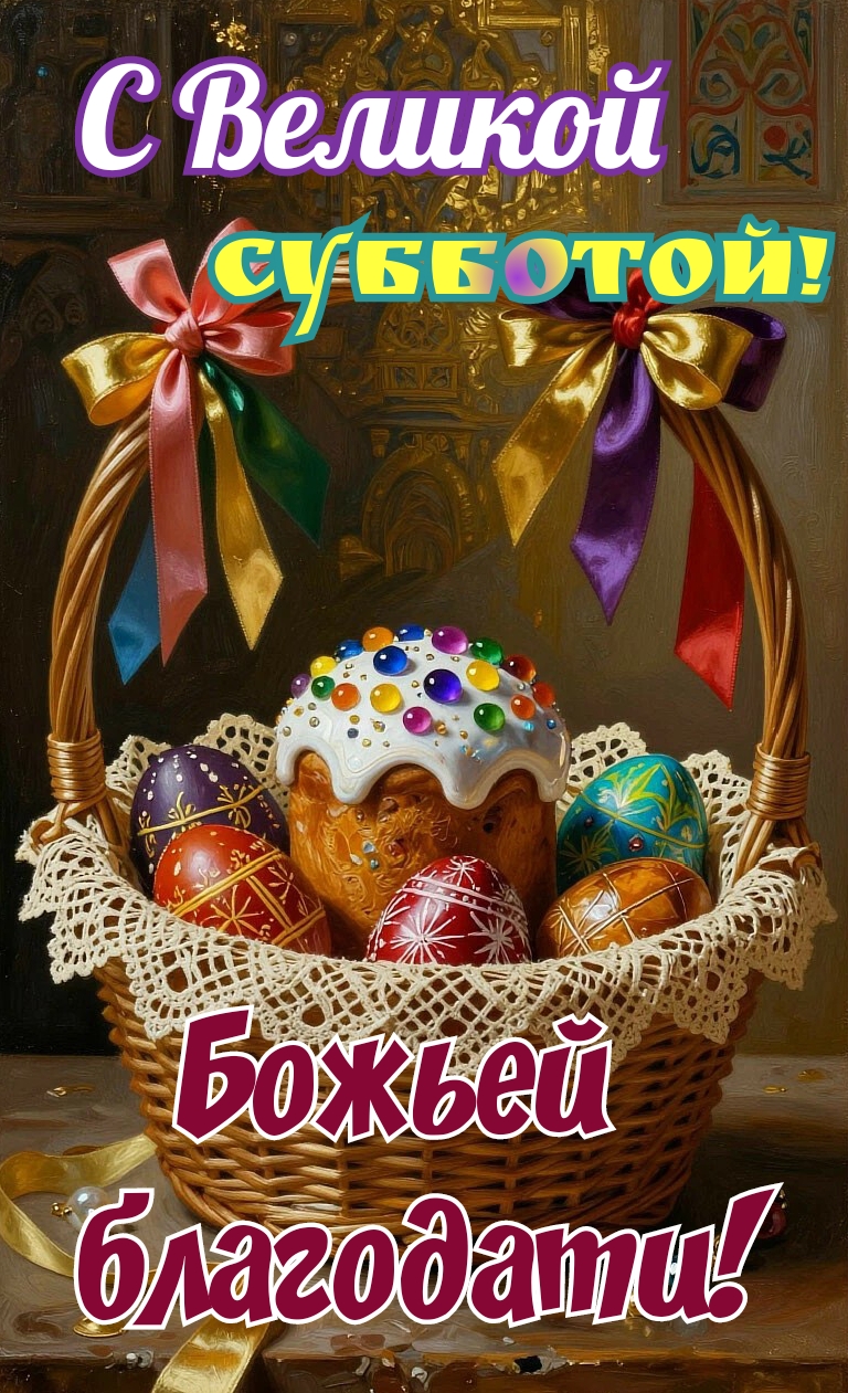 Открытка С великой субботой. Божьей благодати