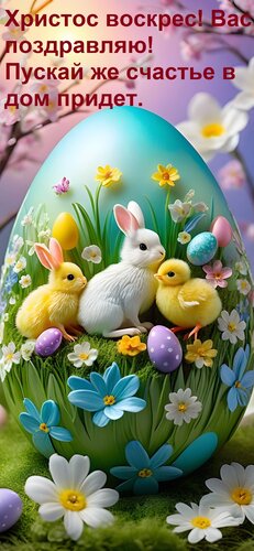 Открытка Христос воскрес! Вас поздравляю! Пускай же счастье в дом придет.