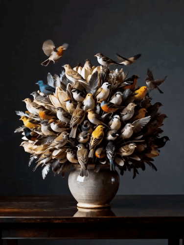 Анимированная открытка Птицы