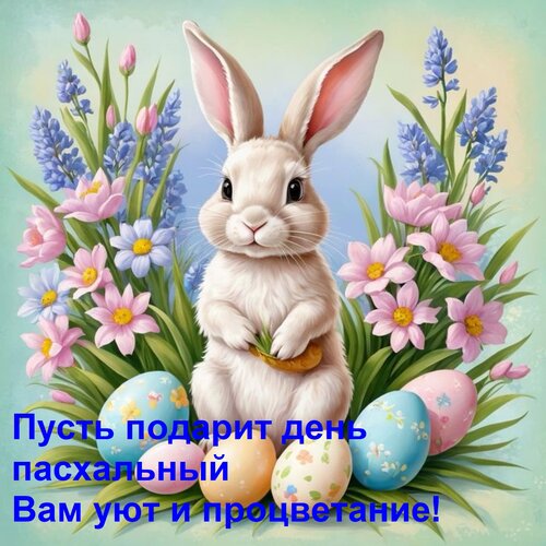 Открытка Пусть подарит день пасхальный Вам уют и процветание!