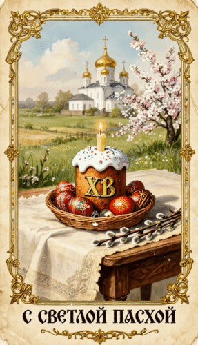 Анимированная открытка ХВ С Светлой Пасхой.