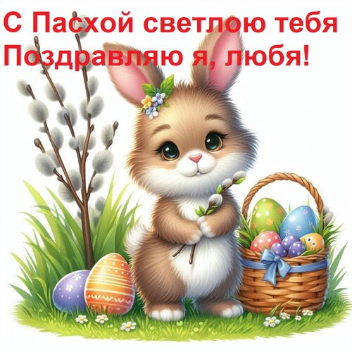 Открытка С Пасхой светлою тебя Поздравляю я, любя!