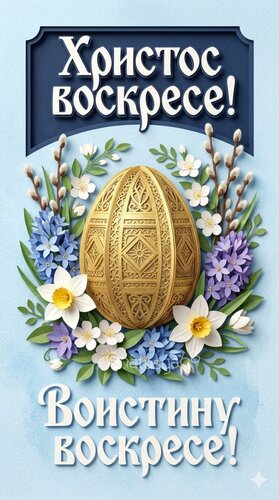 Открытка Христос воскресе! Воистину воскресе! Праздник светлой Пасхи.