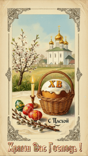 Анимированная открытка ХВ С Пасхой. Храни Вас Господь!