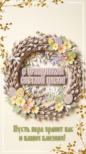 Открытка С праздником светлой Пасхи. Пусть вера хранит вас и ваших близких.