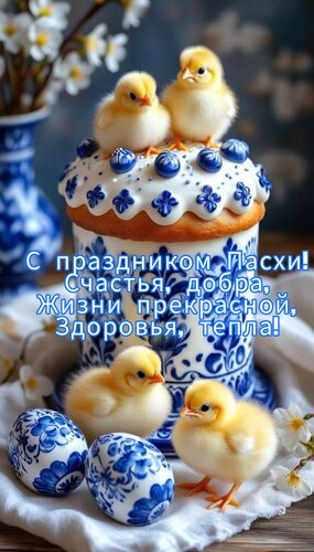 Открытка С праздником Пасхи! Счастья, добра, Жизни прекрасной, Здоровья, тепла!
