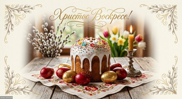 Открытка Светлой Пасхи! Пусть радость и мир наполнят ваш дом!