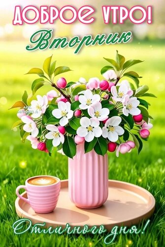 Открытка ДОБРОЕ УТРО! ВТОРНИК. ОТЛИЧНОГО ДНЯ!