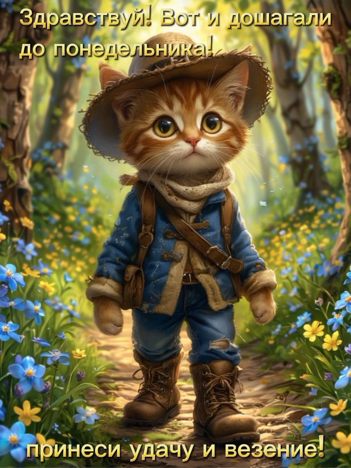 Открытка Здравствуй! Дошагали до понедельника!