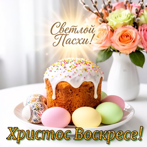 Открытка Светлой Пасхи! Христос Воскресе!