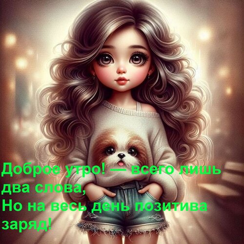 Открытка Доброе утро! — всего лишь два слова, Но на весь день позитива заряд!