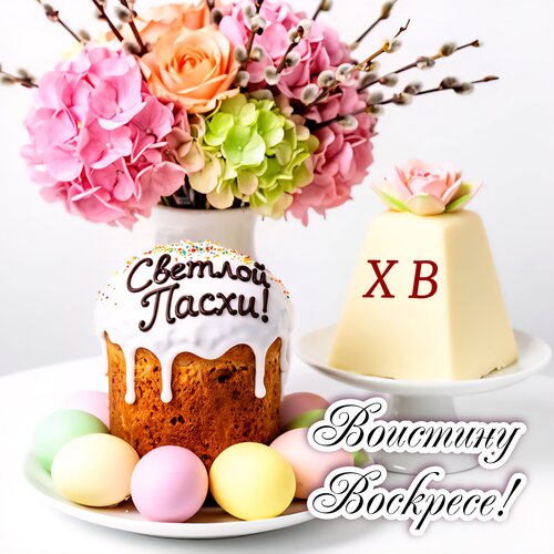Открытка Светлой Пасхи! Воистину Воскресе! Х В