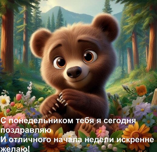 Открытка С понедельником тебя я сегодня поздравляю И отличного начала недели искренне желаю!