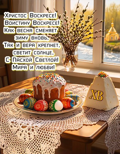 Открытка Христос Воскресе! Воистину Воскресе! ХВ
