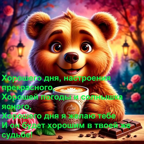 Открытка Хорошего дня, настроения прекрасного, Хорошей погоды и солнышка ясного, Хорошего дня я желаю тебе И