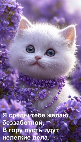 Открытка Я среды тебе желаю беззаботной, В гору пусть идут нелегкие дела.