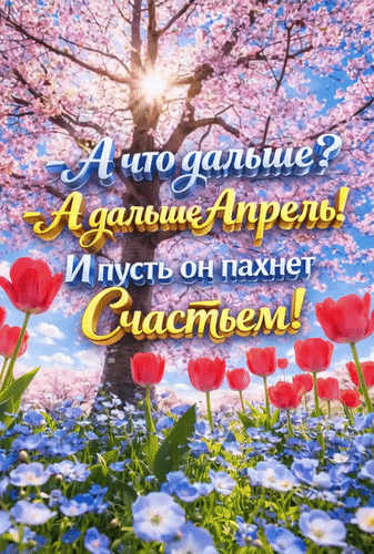 Анимированная открытка Апрель