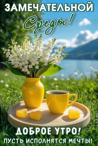 Открытка ЗАМЕЧАТЕЛЬНОЙ СРЕДЫ! ДОБРОЕ УТРО! ПУСТЬ ИСПОЛНЯТСЯ МЕЧТЫ!