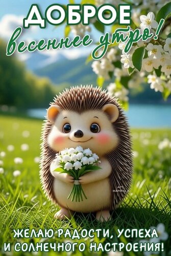 Открытка ДОБРОЕ ВЕСЕННЕЕ УТРО! ЖЕЛАЮ РАДОСТИ, УСПЕХА И СОЛНЕЧНОГО НАСТРОЕНИЯ!