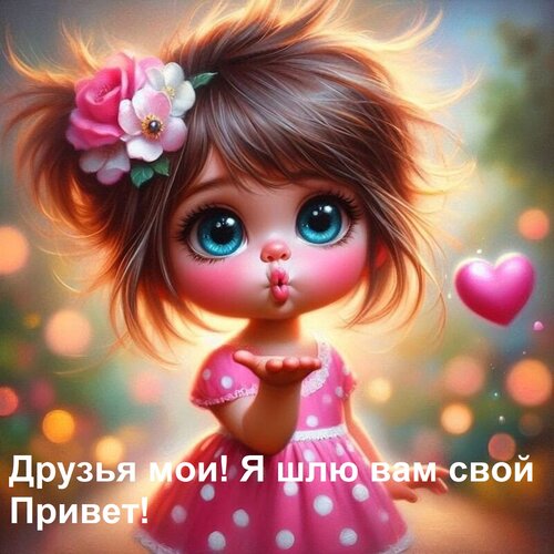 Открытка Друзья мои! Я шлю вам свой Привет!